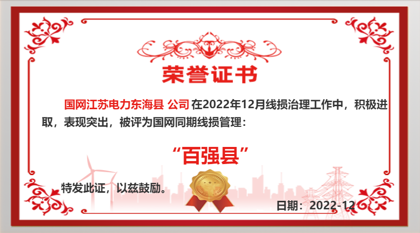 國網(wǎng)東?？h供電公司同期線損工作再獲佳績