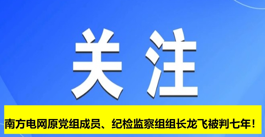南方電網原黨組成員、紀檢監(jiān)察組組長龍飛被判七年！